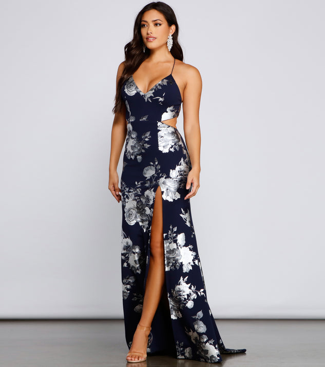 Courtney Foiled Floral Formal Dress creates the perfect summer wedding guest dress or cocktail party dresss with stylish details in the latest trends for 2023!